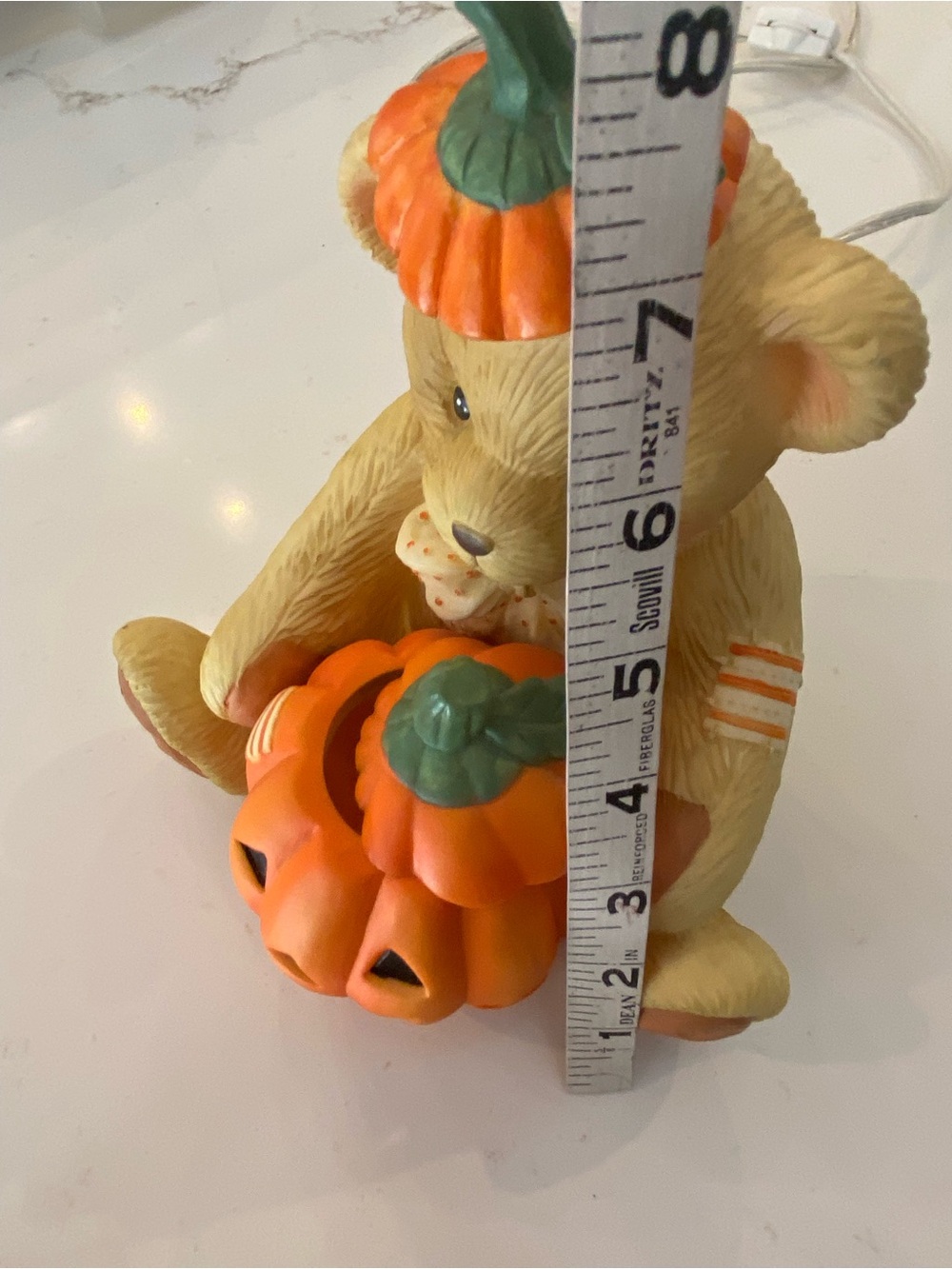Vintage Halloween Bear Pumpkin Nightlight By Enesco 1994 Works 8” - Picture 4 of 12
